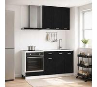 sephironlbb Unité de Cuisine Lyon 5 pcs Chêne Noir Bois d'ingénierie Meuble Armoire Rangement Cuisine Buffet vaisselier desserte Placard Colonne Etagere tiroir