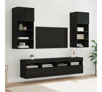 sephironlbb Unités murales TV avec LED chêne Noir 40,5 x 30 x 90 cm 5 pièces Meuble TV Mural Rangement Salon multimédia Support Console Audio vidéo