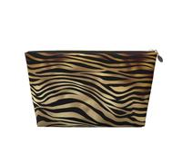 Sépia de Peau d'animal de zèbre d'or Noir Africain, Trousse de Maquillage Trousse à cosmétiques Trousse de Toilette de Voyage Portable Pochette de Toilette
