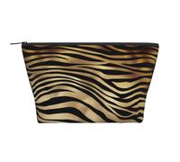 Sépia de Peau d'animal de zèbre d'or Noir Africain, Trousse de Toilette Trousse de Maquillage Sac à cosmétiques Trousse de Toilette de Voyage Portable