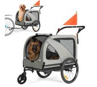 SEPNINE Remorque de vélo pour chien-Charge max 50 kg -Entrée avant et arrière-Gris