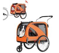 SEPNINE Remorques Vélo pour Chiens XL, Remorque 2 en 1 Pliable avec Parking Brake, Convient Aux Chiens De Grande Taille, Orange