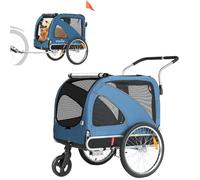 SEPNINE Remorques Vélo pour Chiens XL, Remorque 2 en 1 Pliable avec Parking Brake, Convient Aux Chiens De Grande Taille, Bleu