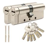 SEPOX® 70MM(35/35) Lot de 2 Cylindres de Serrure Antivol en Cuivre Haute Sécurité - 6 Broches Trempées, Verrous Anti-Claquement avec 7 Clés Identiques pour Portes Extérieures