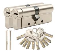 SEPOX® 90MM(45/45) Lot de 2 Cylindres de Serrure Antivol en Cuivre Haute Sécurité différentes - 6 Broches Trempées, Verrous Anti-Claquement avec 10 Clés différentes pour Portes Extérieures