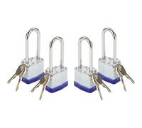 SEPOX® Cadenas à clé 40MM Cadenas à anse longue Cadenas en acier laminé pour portail, hangar, boîte à outils, casier (4 cadenas avec les clés différentes)