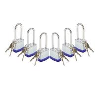 SEPOX® Cadenas à clé 40MM Cadenas à anse longue Cadenas en acier laminé pour portail, hangar, boîte à outils, casier (6 cadenas avec les mêmes clés)