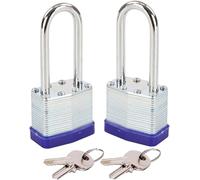 SEPOX® Cadenas à clé 40MM Cadenas à anse longue Cadenas en acier laminé pour portail, hangar, boîte à outils, casier (2 cadenas avec les mêmes clés)