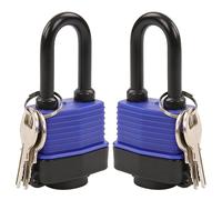 SEPOX® Cadenas d'extérieur 40MM résistant aux intempéries même clé, corps de serrure en acier robuste avec couverture bleue étanche, tige longue, 2 serrures avec 4 clés identiques