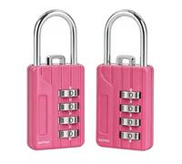 SEPOX Lot de 2 cadenas à combinaison réinitialisables à 4 chiffres, cadenas multifonction pour casier de gym, valise, mini boîte à outils - Essentiels de gym rose pour femme