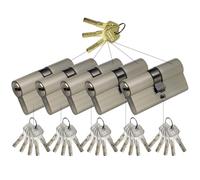 SEPOX Lot de 5 cylindres de serrure Euro 60 mm avec 3 clés principales et 5 clés d'ordinateur différentes haute sécurité par cylindre