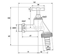 Seppelfricke Sepp 0000102 DN 20, laiton chromé mat, raccord à vis pour tuyau, partie supérieure de la poignée en T