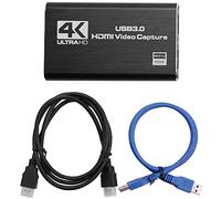 Seprendi Carte de capture audio vidéo 4K USB 3.0 Noir pour Windows 7, 8, 10, 10.9 ou supérieur, avec microphone 3,5 mm et ports audio, résolution 1080p à 60 fps, compatible avec OBS, Potplayer et VLC