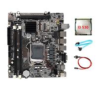 Seprendi Carte mère H55 LGA1156 compatible avec processeur I3 530 I5 760 Series CPU DDR3 + processeur I3 530 + câble + câble de commutation