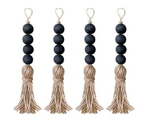 Seprendi Closet Art Craft Farmhouse Guirlande de perles en bois rustique Décoration d'intérieur Bouton de tiroir Cadeau Pendentif Poignée de porte avec pompons