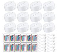 Seprendi Lot de 12 bases de lampe LED 3D + télécommande + câble USB, 16 couleurs de lumière blanche