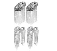 Seprendi Lot de 4 épaulettes à franges en cristal - d'épaule en strass - Décoration de vêtements (argenté)