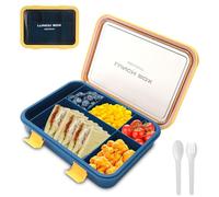 SEPSCO Lunch Box, Boite Repas Bento Box Micro-ondable Tout-en-un avec Ustensiles et 6 Compartiments Couvert Amovible Boîte Déjeuner, Conception Sans Fuite pour Enfant Adulte École Travail (1500ml)