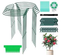 Sept-10 Pcs Demi-Rond Supports De Plantes Réglables 40 Cm Métal, Tuteurs Pour Plantes Demi Cercle, Grand Plant Holder Fleurs Support Tuteur Plante Interieur Exterieur+20 Pcs Clips Jardin Tomate, Rosi