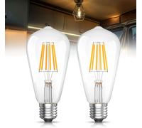 SEPT-12V E27 Screw Bulb, Low Voltage 6W LED Screw in Light Bulb 60W Equivalent, AC/DC12-36V 2700K Warm White E27 LED Filament Bulbs, Non-dimmable for RV Camper Marine Yacht Solar System-2Pack