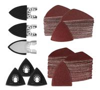 Sept-156 Pièces Plaques Abrasives Multi-Outils, 3 Plateau De Ponçage Triangulaire, 3 Doigts De Ponçage, 150 Feuilles De Papier Abrasif, Pour Polir Les Meubles Et Détartrer Le Papier De Verre