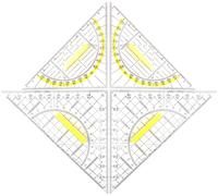 Sept-2 Équerres Avec Poignée, Équerres Grande Et Petite, Équerre Flexible 14 Cm Et 20 Cm, Règle Triangulaire Combinée (4pcs)