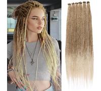 Sept-24 Pouces Ombre Blonde Dreadlock Extension 40 Strands Hippie Single Ended Dreads Synthetic Thin Dreadlock For Woman Handmade Soft Dreads Hair Extensions /27613#