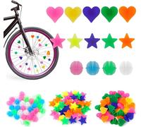 Sept-3 Paquets De Décorations Pour Rayons De Vélo Avec Perles Colorées, Accessoires Pour Vélo, Perles Pour Rayons Enfant, Boules, Étoiles Et C?urs (Environ 36 Pièces Par Paquet).