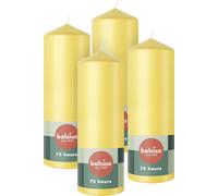 Sept-- 4 Bougies Piliers - Jaune - 20 X 7 Cm - Bougies Décoratives - Longue Durée De Combustion De 75 Heures - Sans Parfum - 5% Cire Naturelle Végétalienne - Sans Huile De Palme