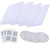Sept-4 Pièces Moustiquaires Pour Fenêtres,1.5 M X 2 M Moustiquaire Fenêtre Filet,Fenêtre Filet Écran Insecte Avec 4 Rouleaux De Bandes Auto-Adhésives(Blanc)