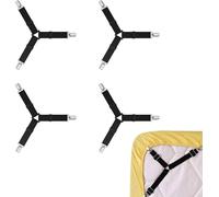 Sept-4 Pièces Sangles De Drap Réglables, Clips De Drap Triangulaires, Sangles De Drap Triangulaires Réglables À 3 Voies, Fixation De Drap, Clip De Fixation, Sangle De Couverture (Le Noir)