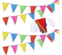 Sept-40 Mètres 80 Drapeaux Triangle Bannières Banderoles Multicolores Triangulaire Banderole Pour Mariage Fête D'anniversaire Jardin Marque Ouverture Décorations Pour La Maison