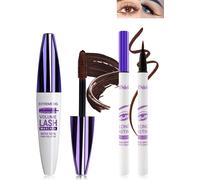 Sept-5d Marron Fibre De Soie Mascara Et Eyeliner Liquide Set, Eyeliner Liquide Waterproof Anti-Salissures, Longue Dur¿¿E Volumizing Curling Extension Des Cils Mascara Pour F¿¿Te Color¿¿ Maquillage De