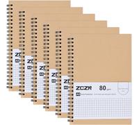 Sept-6 Blocs Cahier À Spirale A5 Kraft 60 Feuillets / 120 Pages Par Blocscarnet À Grille A5carnet De Notes À Spirale Reliure Double Spirale80 G/M²Bloc Note Carnet Dessin120 Pages Petits Carreaux