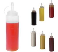 SEPT-6 pcs Bouteille à Sauce, 8 oz Squeeze Bouteille à Condiments, Bouteille à Sauce Plastique Utilisé pour la Moutarde, la Mayonnaise, l'huile d'olive, la Sauce Barbecue, sans BPA