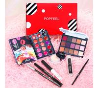 Sept-8 Pièces Cosmetics Professional Trousse De Maquillage, Makeup Gift Set Avec Ombres Paupière, Rouge À Lèvre, Pinceaux, Bâton Contour, Correcteur, Mascara