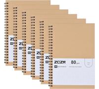 Sept-A5 Cahier À Spirale Kraft 60 Feuillets Par Bloclot Of 6 Blocs Carnet De Notes À Spirale Reliure Double Spirale80 G/M²Bloc Note Carnet Dessin120 Pages Pointillés