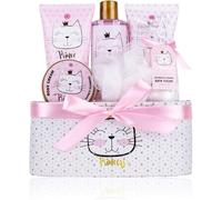 Sept-Accentra - Set Cadeau Princess Kitty Pour Filles & Femmes - Kit Douche 7 Pcs Avec Bain Moussant, Exfoliant, Gel, Lotion Pour Corps Etc. - Assortiment Soins Odeur Fraise & Vanille Dans Coffret Ca