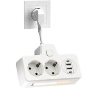 Sept-Adaptateur Multiprise Fiche Distributeur De Protection Fiche Multiple (Blanc, 3 Voies) 0,1 M4a2u1c-Noir-2