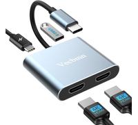 SEPT-Adaptateur USB C vers double HDMI, répartiteur HDMI 4 en 1 pour deux moniteurs 4K, USB 2.0, PD 100 W, double adaptateur HDMI pour 2 moniteurs, adaptateur HDMI double moniteur pour MacBook Pro/Ai