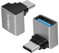 SEPT-Adaptateur USB C vers USB (2 Paquets), Adaptateur OTG 90 Degrés USB C Mâle vers USB 3.0 Femelle Compatible avec MacBook Pro 2019/2018, Samsung et Autres Dispositifs USB-C, Gris