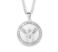 Sept anges pendentif religieux collier rond ailes d’ange pour hommes