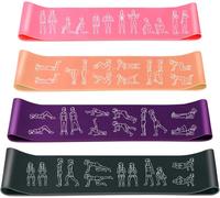 Sept-Bande Élastique Fitness, [Lot De 4] Bande De Résistance Élastique 4 Niveaux De Force, Latex Naturel Équipement D'exercices Pour Musculation/Pilates/Yoga, Sac De Rangement Inclus