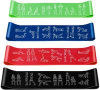 Sept-Bande Élastique Fitness, [Lot De 4] Bande De Résistance Élastique 4 Niveaux De Force, Latex Naturel Équipement D'exercices Pour Musculation/Pilates/Yoga, Sac De Rangement Inclus