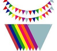 Sept-Banderole En Tissu Multicolore, Guirlande De Fanions En Tissu,Guirlande Colorée,Bannières Triangulaires,Guirlande De Fanions D'extérieur,Pour Anniversaire Mariage Jardin Rue Décoration De La Mai