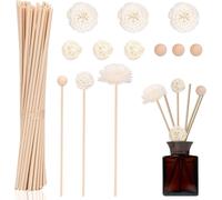 Sept-Bâtons De Diffuseur De Roseaux, 50 Pcs Batonnets Diffuseur Parfum, Batons Diffuseur D'arôme Avec Boules Fleurs Pour Huile Essentielle Maison Bureau Hôtel Spa, 20 Cm X 3 Mm