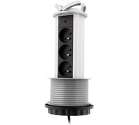 Sept-- Bloc 3 Prises 16a 2p+T Escamotable Câblé Ho5vv-F 3g1 - Prises Cachées Pour Optimisation De L'espace - Couvercle Et Cadre Décoratif - Gris - 1,60m