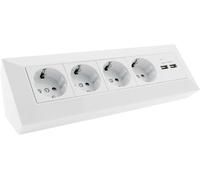 Sept-Bloc Multiprise 4 Prises De Cuisine Avec 2 Ports Usb 3,1 A - 250 V 2 Prises De Terre - Prise D'angle Pour Cuisine, Bureau, Atelier - Blanc