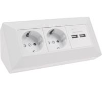 Sept-Bloc Multiprise D'angle 230 V 2 Ports Usb-A 3,1 A Montage Encastré Pour Cuisine, Bureau, Atelier, Blanc Mat