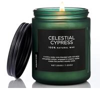 Sept-Bougies Parfumées En Soja Cyprès Céleste 200g - 50h Essence Boisée/Revigorante, Aromathérapie Détente/Bien-Être, Cadeau Zen/Durable Maison/Spa